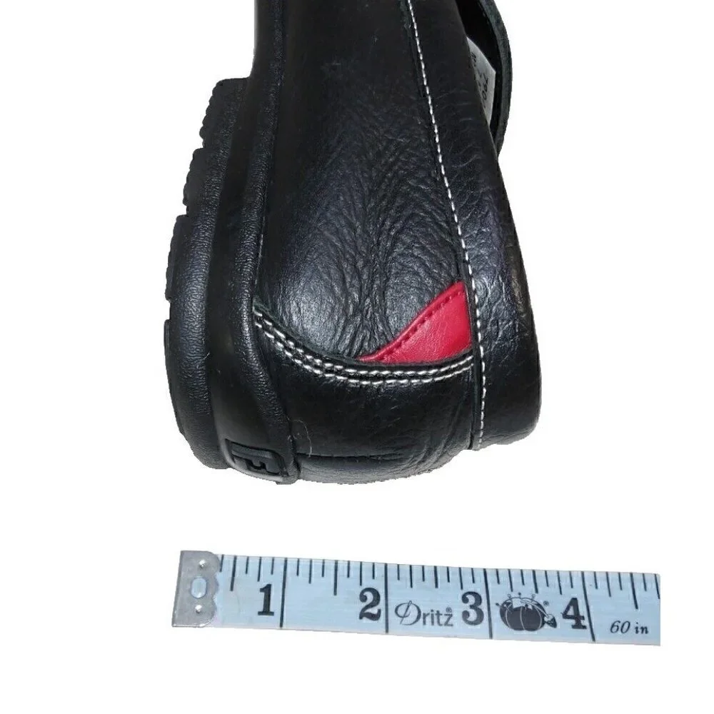 FOOTJOY black leather loafers, moccasins with red accents men's size 7 M